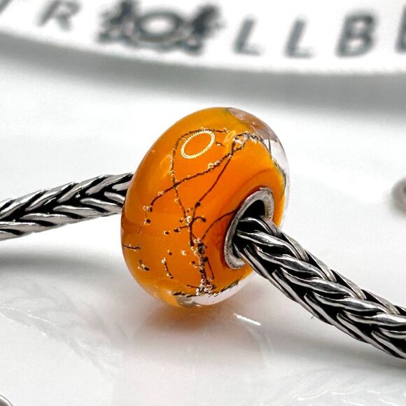 TROLLBEADS Orange Steel LAA 925S NEW Condition | Retired Oldie, Beautiful & Brig - Picture 2 of 8